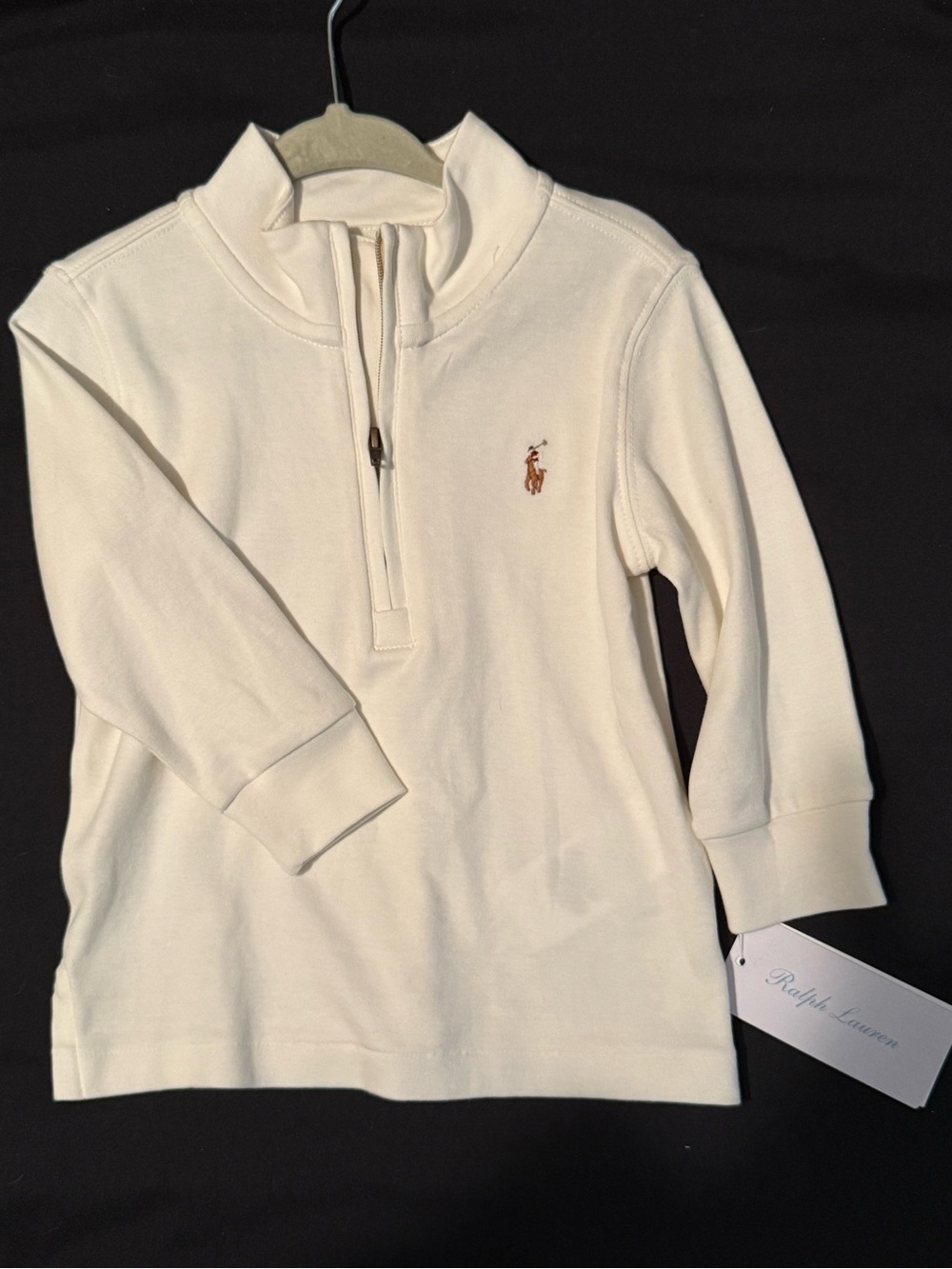 Ralph Lauren Cream Half-Zip Polo-Logo Pullover for Kids
